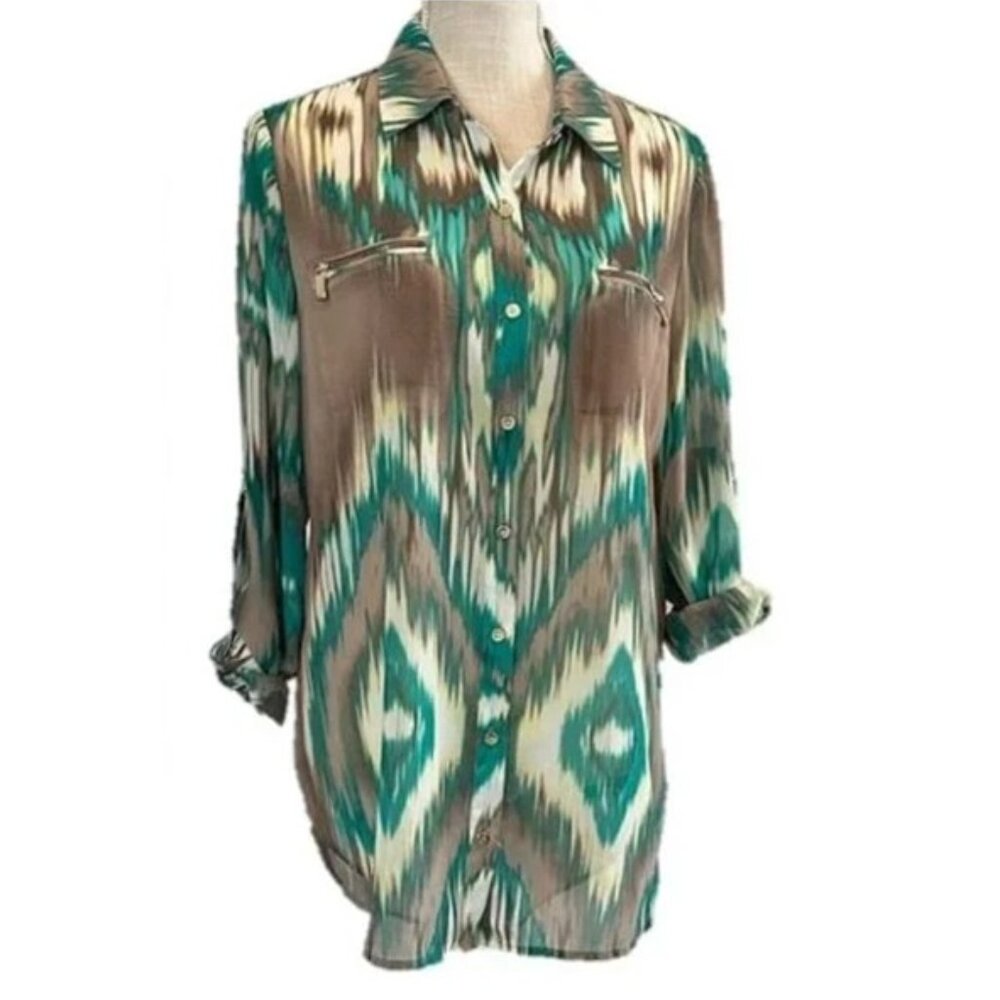 CHICO'S Black Label Semi-Sheer Top - Medium